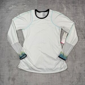 Lucky in Love Top Women Large White Mesh Athletic Vaportex Tennis Long Sleeve